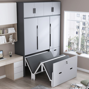 小户型衣柜抽拉折叠床一体阳台午休单人床次卧多功能储物隐形床