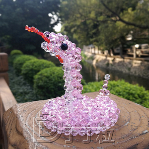 丁丁粒 水晶小蛇桌面摆件手工串珠成品十二生肖蛇家居装饰动物控