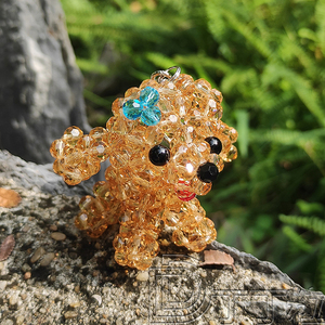 丁丁粒水晶小狗钥匙扣挂件纯手工串珠泰迪犬成品编织珠子生肖狗