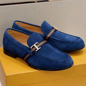 tods 托德斯豆豆鞋2022新品牛反绒一脚蹬男鞋t形金属扣乐福鞋正品