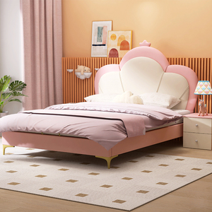 爱果乐儿童床女孩1.5米简约单人床1.2米卧室青少年学生软包实木床