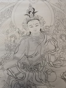 tb2573510878淘宝唐卡手绘diy西藏白度母佛像线稿填色绿度母佛像