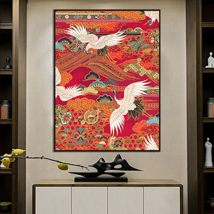 祥云仙鹤新中式沙发背景墙装饰画中国风瑞鹤图寓意好入户玄关画