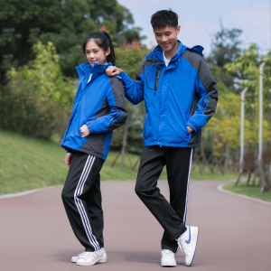 加绒加厚三合一冲锋衣中学生校服外套小学初中生防风保暖冬季班服