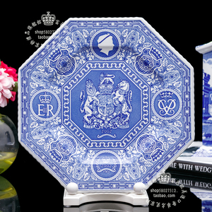 英国Spode斯波德 2002年女王纪念蓝白青花陶瓷大盘挂盘装饰盘坐盘