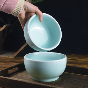 青瓷家用中式吃饭碗景德镇创意影青面碗稀饭碗商用陶瓷加厚米饭碗