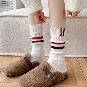 日本代购BM秋冬小腿袜加厚保暖灰色中筒袜羊毛堆堆袜ins短袜子女