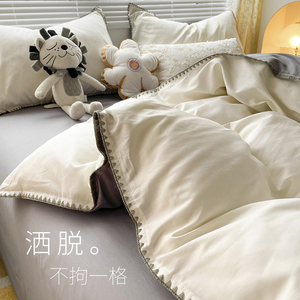日式简约纯棉被套单件150x200x230被罩100全棉学生床单人三四件套
