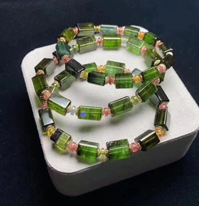 设计天然渐变绿碧玺冷淡风14k包金小众天然石手链catherine