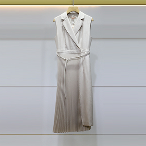 卓雅国内代购正品2021春季新款西装领修身无袖连衣裙女装n10c1901