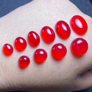 天然红玉髓戒面裸石蛋面圆形红玛瑙diy绕线镶嵌戒指手链吊坠耳钉