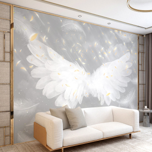 网红羽毛翅膀壁纸ins风墙布定制墙纸客厅沙发直播背景墙装饰壁布