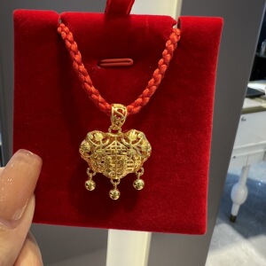 香港999足金平安锁吊坠黄金项链24k纯金儿童长命锁小金锁周岁礼物