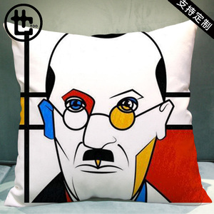 蒙德里安简约红黄蓝格子抽象画周边家居抱枕头定制做汽车沙发靠垫