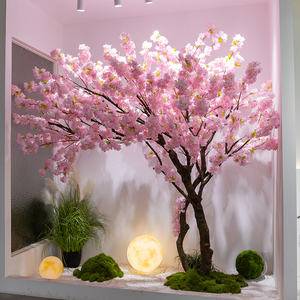 加密仿真樱花树许愿树大型假树桃花室内外酒店橱窗仿真花网红日式