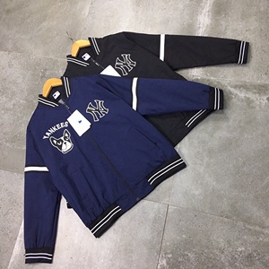 mlbny情侣小狗棒球服男女外套开衫大码