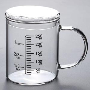 标有刻度刻量带毫升的玻璃杯成人牛奶杯可爱量杯克数杯子