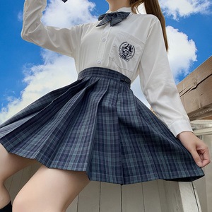 海苔jk格裙优等生中长款墨绿色格纹半身裙日系少女jk制服裙现货