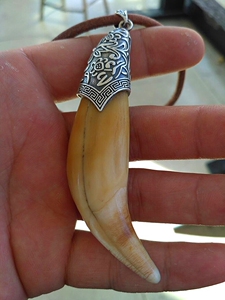 兽牙包金包银镶嵌 虎狼牙套定制加工 来牙来爪子制作豹子牙吊坠银