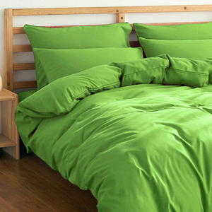绿色床上用品四件套 草绿色被套床单100全棉纯棉纯色床品百分百春