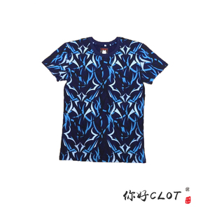 clot 蓝荆棘圆领 套头 潮牌 闪粉 短袖t恤