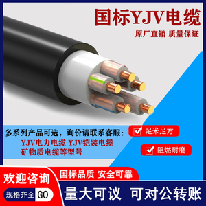 国标YJV电力电缆线2/3/4芯yjv22铠装1.5/4/6平方阻燃铜芯三相四线