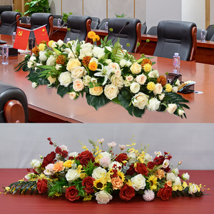 高档仿真花森系大型办公会议桌花商务台花接待室演讲桌面装饰假花