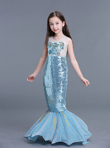 美人鱼游泳衣服鱼尾群公主裙女童鱼尾巴儿童泳衣套装生日礼服走秀
