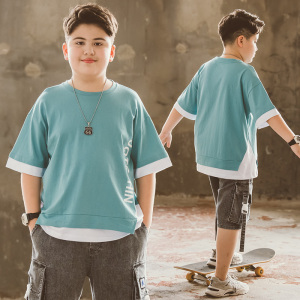 胖童装男童加肥加大t恤短袖胖童偏胖夏季上衣胖孩子宽松大码夏装