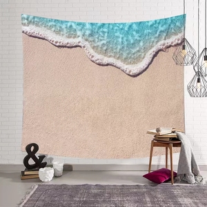 简约北欧大海海浪挂布墙面背景装饰画布挂毯壁壁饰海浪沙滩巾桌布