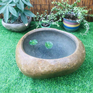 鹅卵石鱼缸个性大小型石材复古创意户外室内养鱼池庭院石头盆包邮