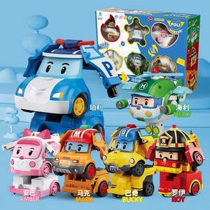 变形警车机器人珀利警长救援队儿童玩具车Pi玻利波利警察6全套