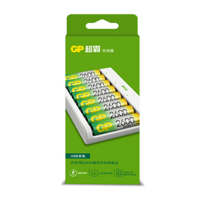 gp超霸充电宝5号充电电池套装五号充电电池2600毫安5号8节+充电器