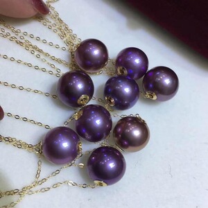 紫色路路通天然大珍珠项链18k黄金锁骨链强光无瑕送礼物龙扬义超