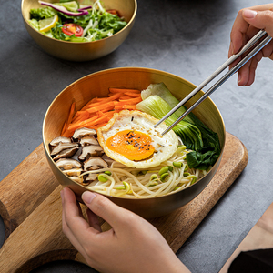 摩登主妇304不锈钢拌冷面碗家用拌饭碗韩式大号水果沙拉泡面碗