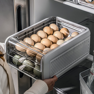 加厚透明抽屉式鸡蛋收纳盒冰箱用鸭蛋架托防震厨房塑料保鲜装蛋盒
