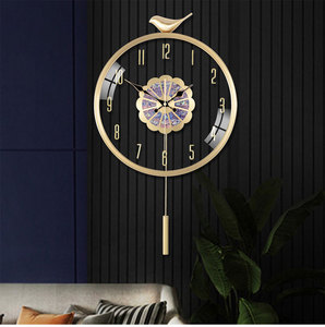 轻奢客厅装饰挂钟家用璧钟现代简约时尚全铜艺术镂空透视大气钟表