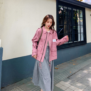 草莓酱cmj工装外套女短款2021春季韩版小个子减龄宽松bf休闲上衣