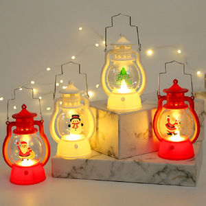 新款圣诞节LED发光手提小油灯 小夜灯圣诞雪人儿童小礼物礼品装饰