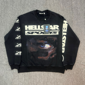 美式潮牌Hellstar  Sports 96 Crewneck Hoodie洗水磨烂做旧卫衣