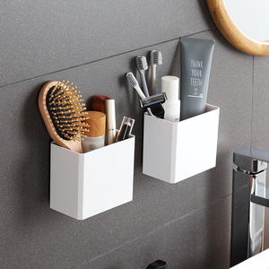 卫生间置物架免打孔浴室梳子收纳架壁挂式牙刷牙具牙膏筒收纳盒