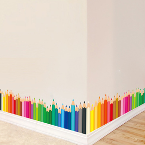 踢脚线墙贴纸腰线贴墙壁自粘贴画装饰创意铅笔幼儿园小学教室布置