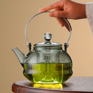 提梁壶蒸汽喷淋式玻璃壶白茶煮茶器加厚耐高温高端蒸馏茶壶大容量