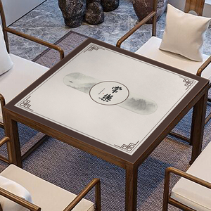 新中式桌垫防水防油茶几垫皮革防滑八仙麻将桌正方形餐桌布高级感