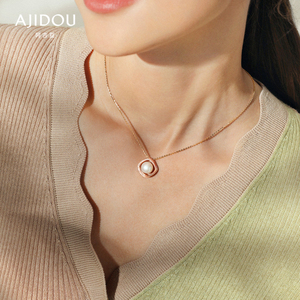 ajidou阿吉豆珍珠系列925银时尚优雅项链时尚珍珠吊坠颈链