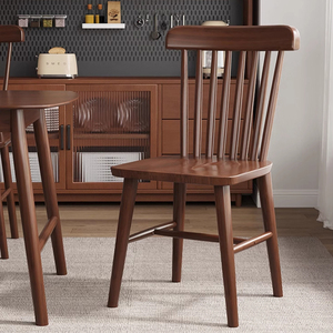 温莎椅北欧实木餐椅家用胡桃木餐桌椅咖啡厅椅子现代简约凳子靠背