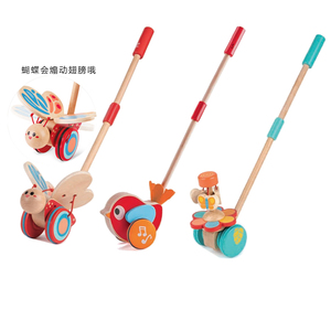 Hape推推乐宝宝手推学步车助步婴幼儿童益智玩具木制1-3岁男女孩