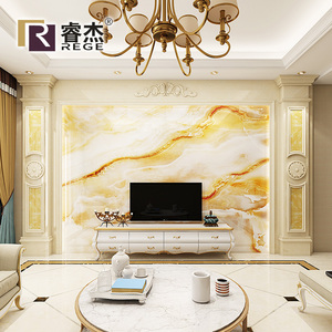 欧式电视背景墙瓷砖 客厅微晶石大理石护墙板边框造型大气电视墙