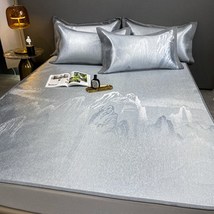 1200d高端凉席冰丝三件套床笠款全包加厚可水洗家用夏季席子夏天