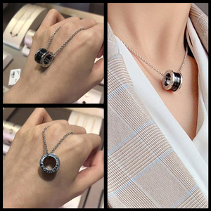 bvlgari/宝格丽 慈善款 男女同款纯银镶嵌黑色陶瓷项链